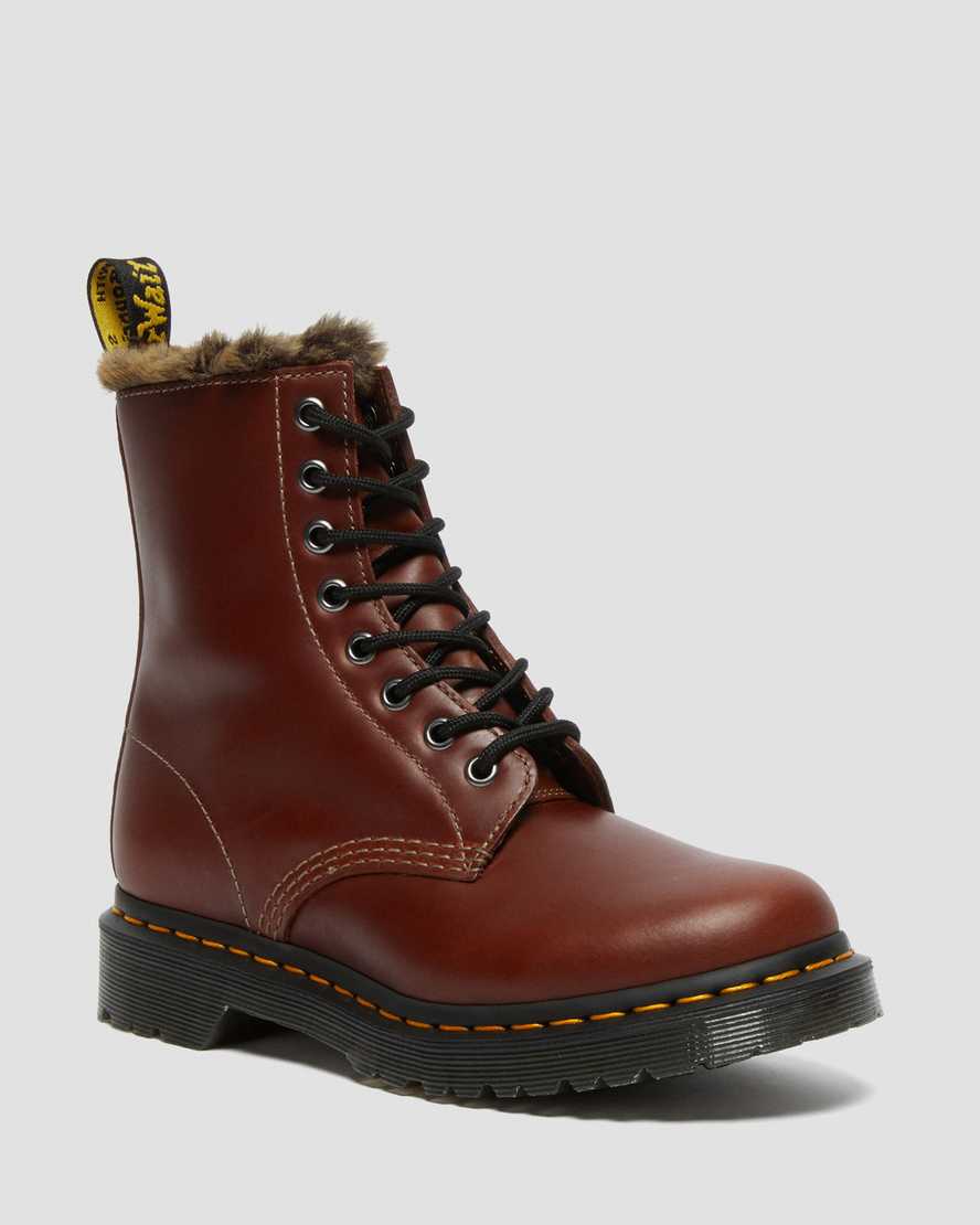 Dr. Martens 1460 Serena Faux Fur Lined Naisten Nauhalliset Nilkkurit - Ruskea Nilkkurit [274-GIYJFK]